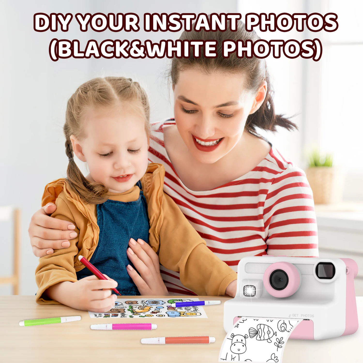 Digital Children Camera For Photography Mini Printer Portable Thermal Instant Print Photo Kids Camera 2.4inch HD Video Toy Gifts
