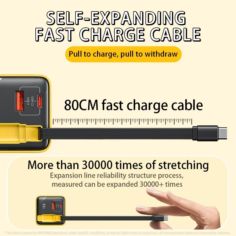 WEKOME 65W USB-C Charging Head Fast Charger With Built-in 80cm TypeC Cable Suitable for iPhone16 15 Promax PD 27W Xiaomi Samsung image 3