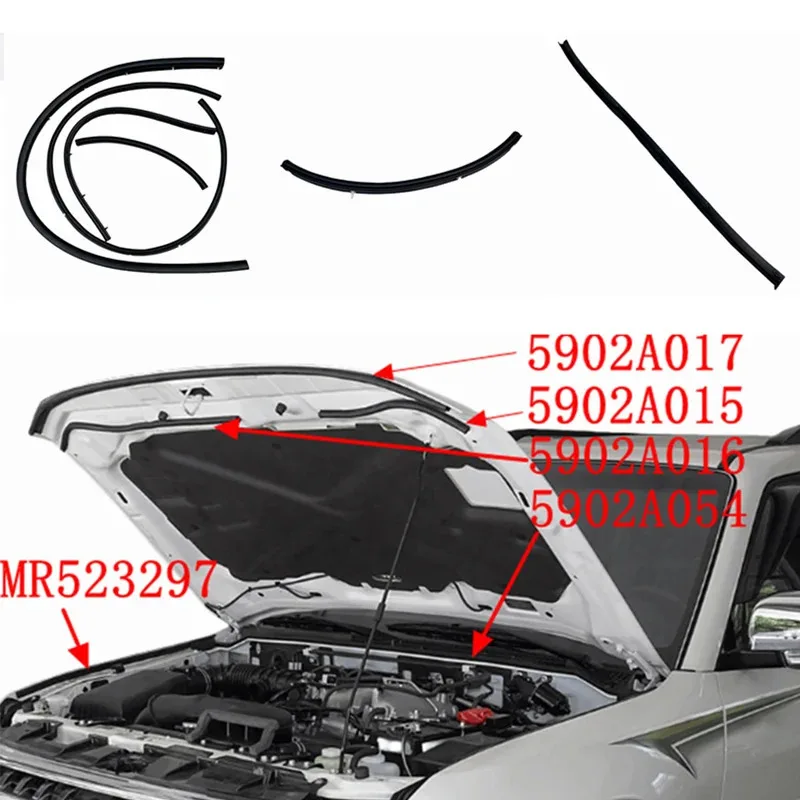 

6pcs Car Front Hood Seal Replacement Rubber Maintenance Anti-corrosion 5902A017 5902A015 5902A016 For Montero For Pajero