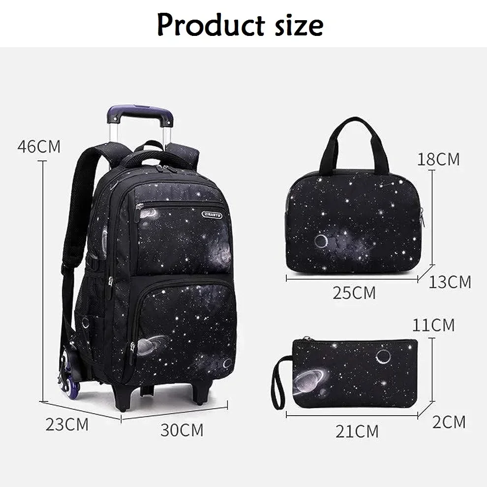 Bags School Kids with Wheels Rolling Backpack for Boy Wheeled School Bag Wheels Trolley Bookbag Carry on Luggage with Lunch