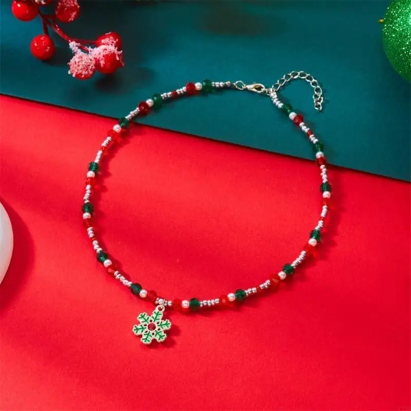  Versatile Holiday Beaded Snowflake Necklace Perfect For Parties Daily Wear And Gifts