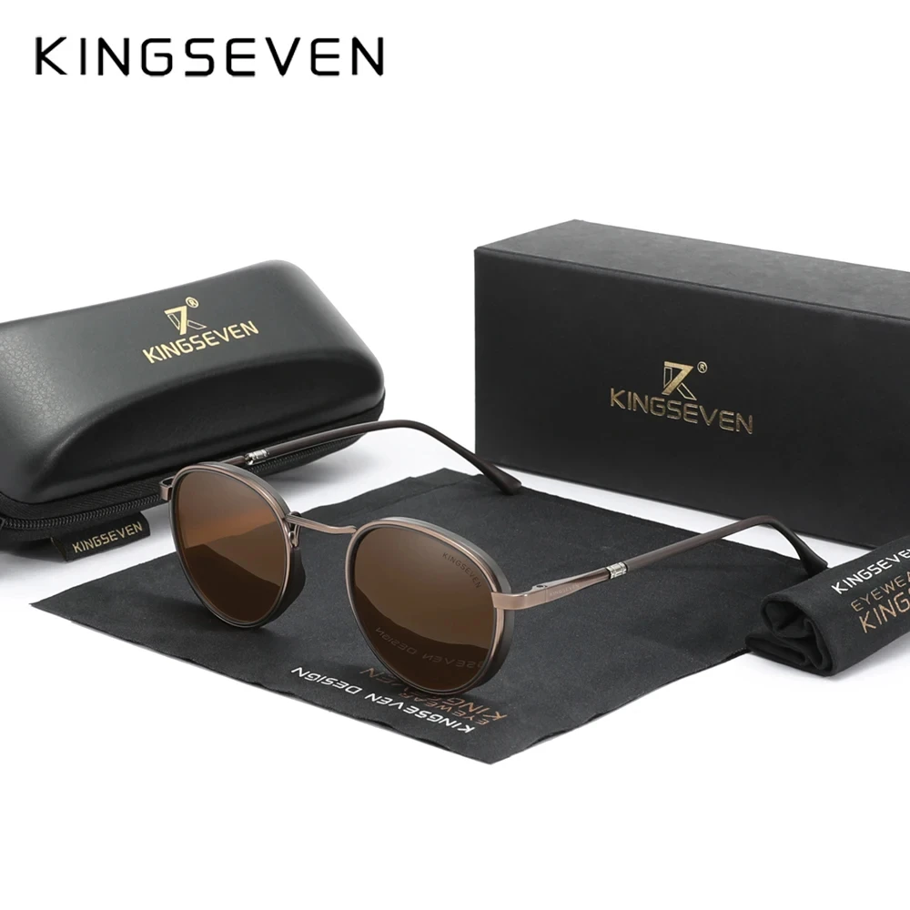 KINGSEVEN Casual Round Frame Sunglasses Black 7