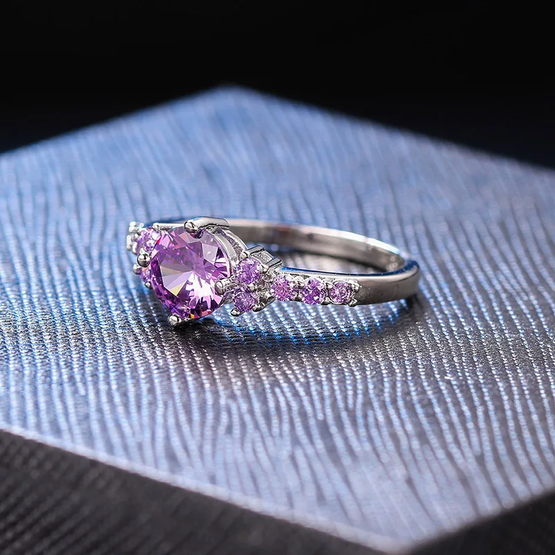 ZHOUYANG Purple Crystal Rings For Women Trend 2024 Zircon Silver Color Promise Ring Accessories Wedding Bidal Gifts Jewelry R492