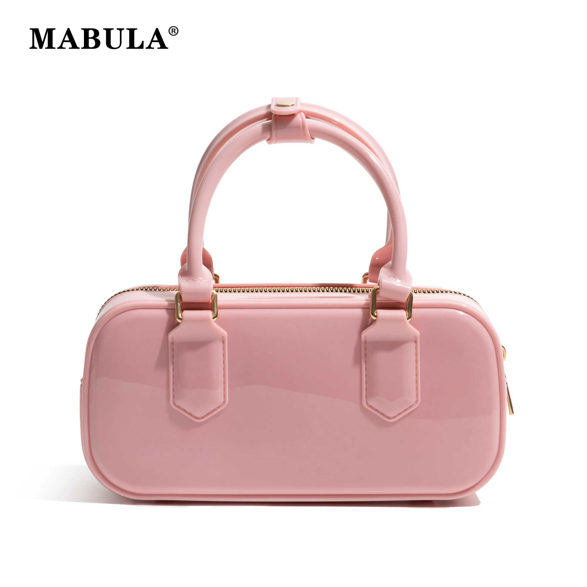 

MABULA PVC Candy Color Pillow Bag Women's Jelly Clutch Handbag Portable Trendy Square Versatile Ladies Boston Tote All-match