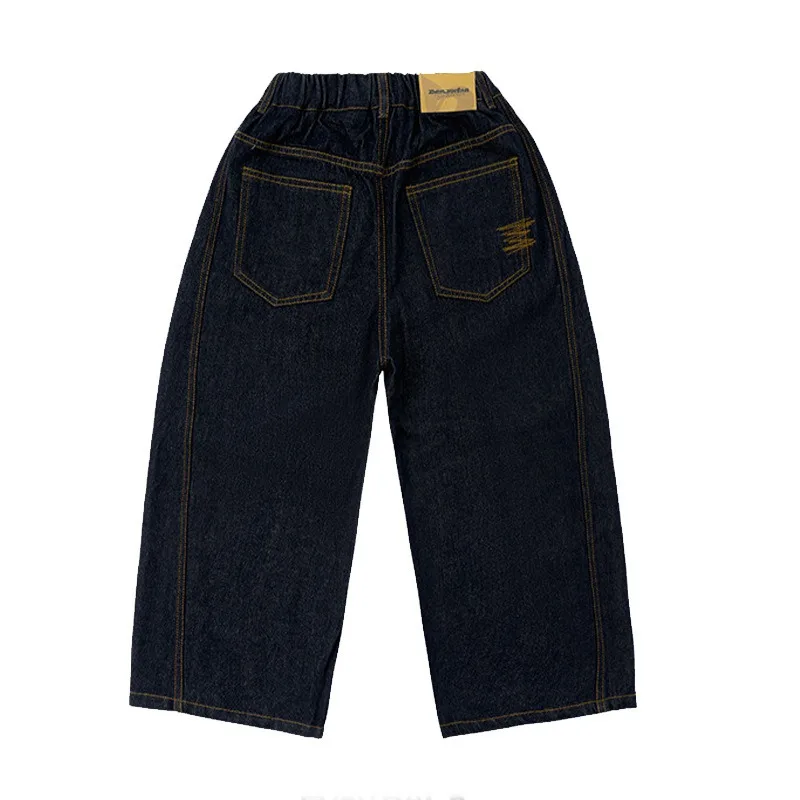 4-14 Jahre Jungen-Jeans UNITIM Herbst Kinder Jungen Trendige Denim-Hose Lose Elastische Taille Junge Teenager Jungen Gerade Hose Junior-Hose – Detail 5