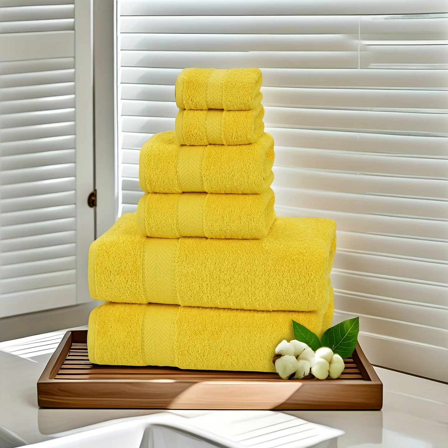 

Set of 6 Luxurious Bath Towels Made of 100% Cotton, Soft And Highly Absorbent for Your Bathroom (Includes 2 Bath Towels, 2 Hand