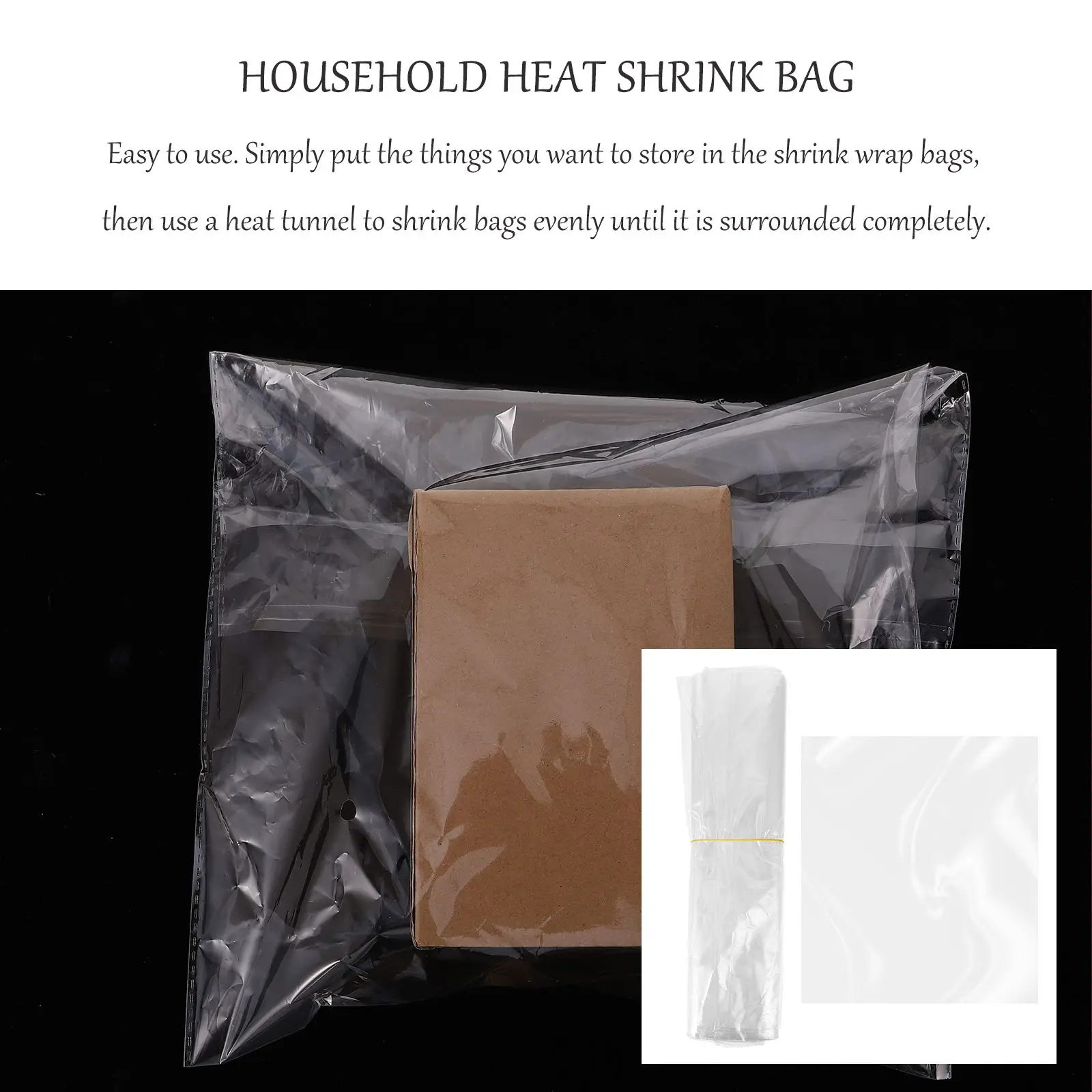 100 Pcs Package Bags Shrink Film Fresh Keeping Shrinkable Wrapping Heat POF Packaging