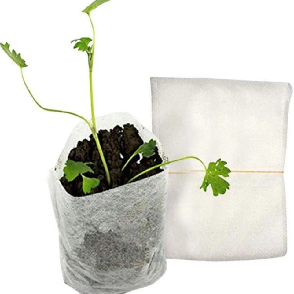 AS53-500Pcs Biodegradable Non-Woven Nursery Bags Plant Grow Bags Fabric Seedling Pots 3.93X4.72