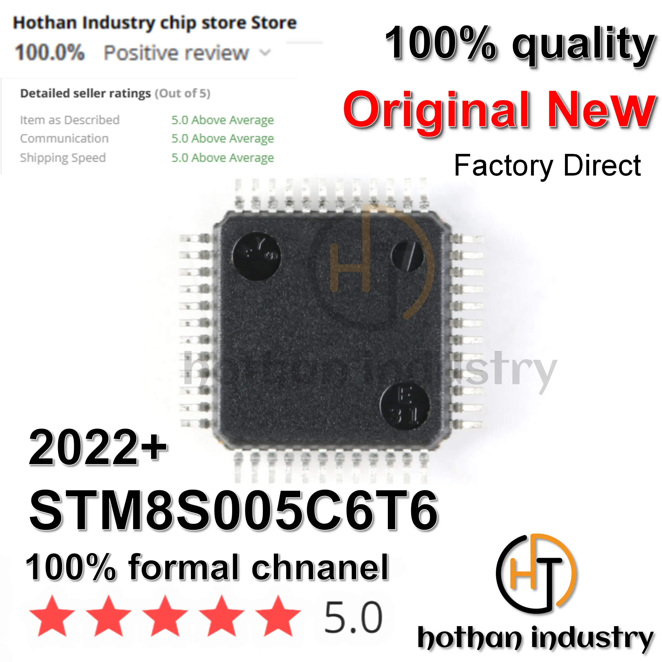 (1-10pcs) 100% NEW STM8S005C6T6   8-bit Microcontrollers - MCU 8-bit MCU Value Line 16 MHz 32kb Flash