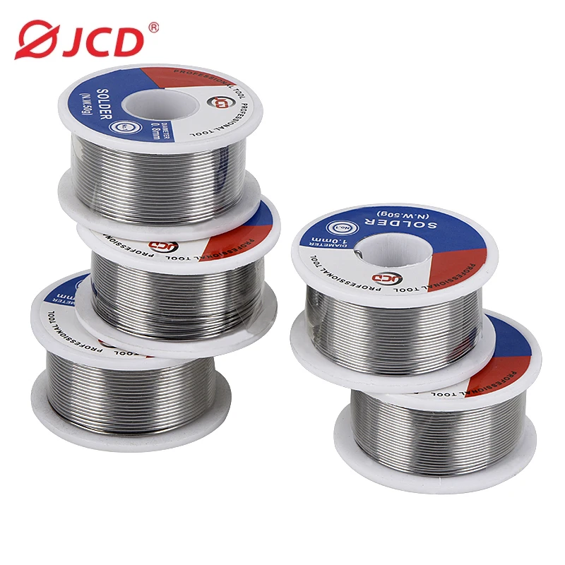 

JCD soldering Tin wire lead free 50g 0.6mm 0.8mm 1.0mm 1.2mm 1.5mm welding Tin lead Wire Melt Rosin Core Solder roll Flux BGA