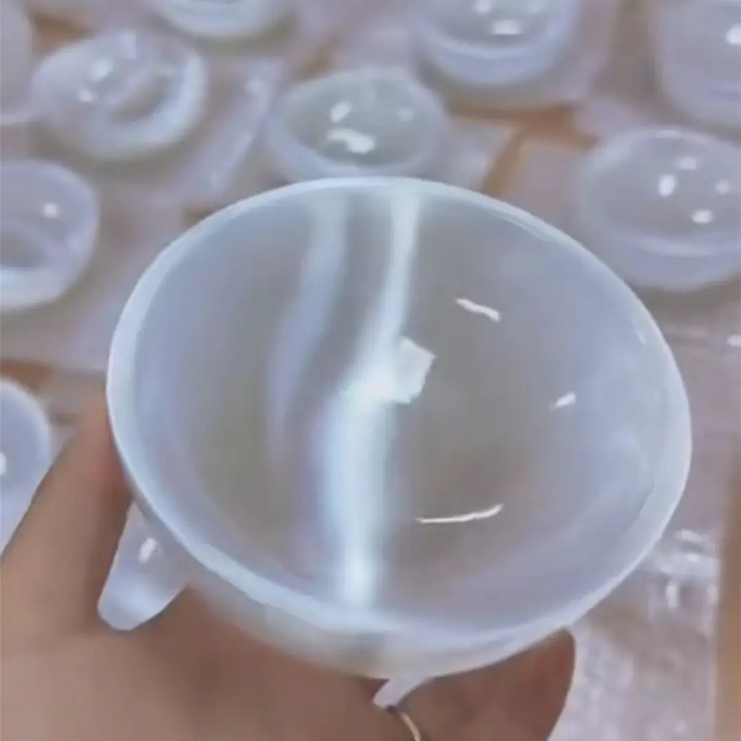 

12 см натуральный селенитовый кристалл чаша белый гипс минеральный кошачий глаз камни украшение дома орнамент 2025 предмет дома