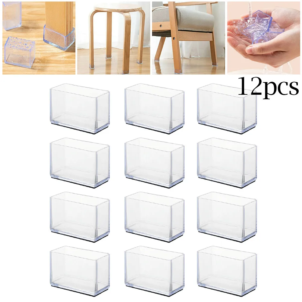 

12 Pcs Cap PVC 15x30/20x30/20x40/25x38/30x40cm Chair Leg Rectangle Covers Furniture Table Foot Protection Mould Proof