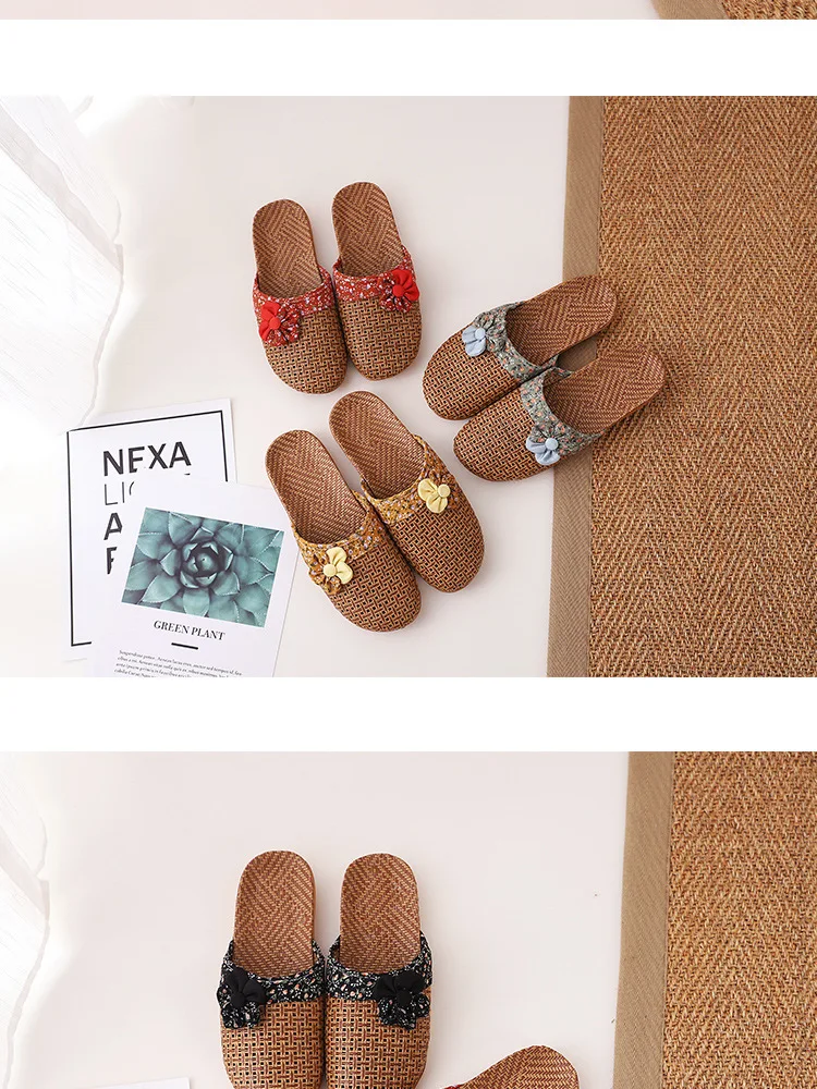 2022 neue Leinen Hausschuhe Frauen Sommer Bambus Matten Haus Hausschuhe Holzboden Schuhe Frauen Eva weiche Sohle Strand Hausschuhe Schuhe Frauen – Detail 18