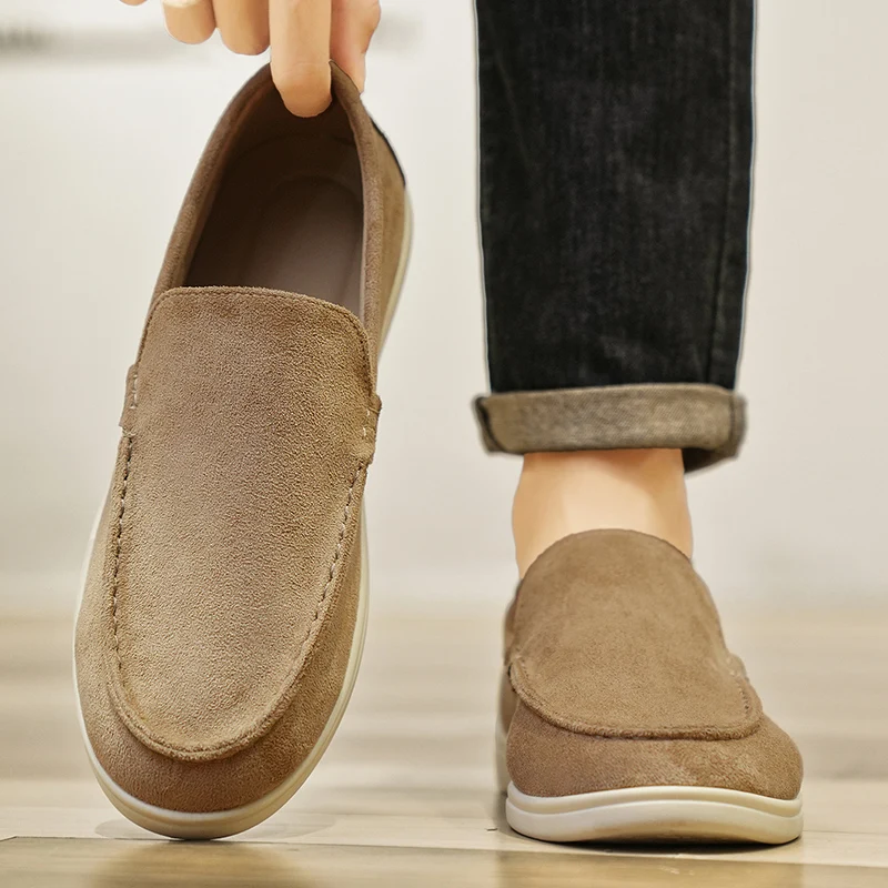

Comfortable Fashion Man Loafers Outdoor Black Suede Men Casual Shoes Soft Breathable Slip on Mens Boat Lazy Shoes