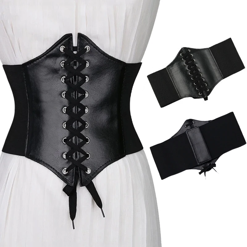 Corsetto alla moda cinture larghe cintura snellente in ecopelle per modellare il corpo per le donne elastico stretto a vita alta per l\'uso quotidiano