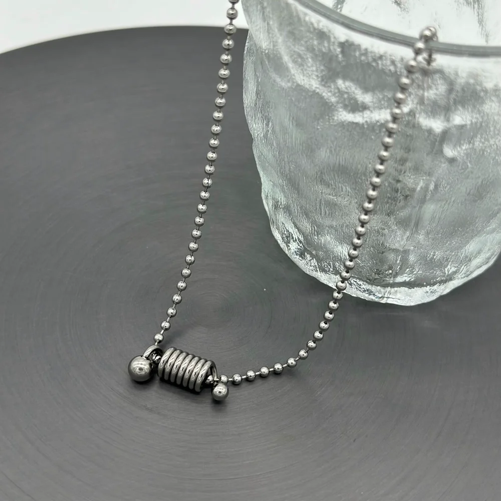 Punk Stainless Steel Helix Spiral Spring Pendant Necklace for Women Men Unisex Y2K Grunge Fashion Egirl Necklace Jewelry