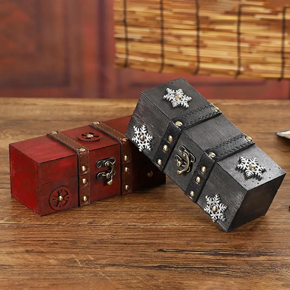 صندوق مجوهرات عتيق صندوق تخزين خشبي صندوق الكنز الكلاسيكي للنساء الفتيات الحلي خواتم أساور أقراط القلائد 2026 #3