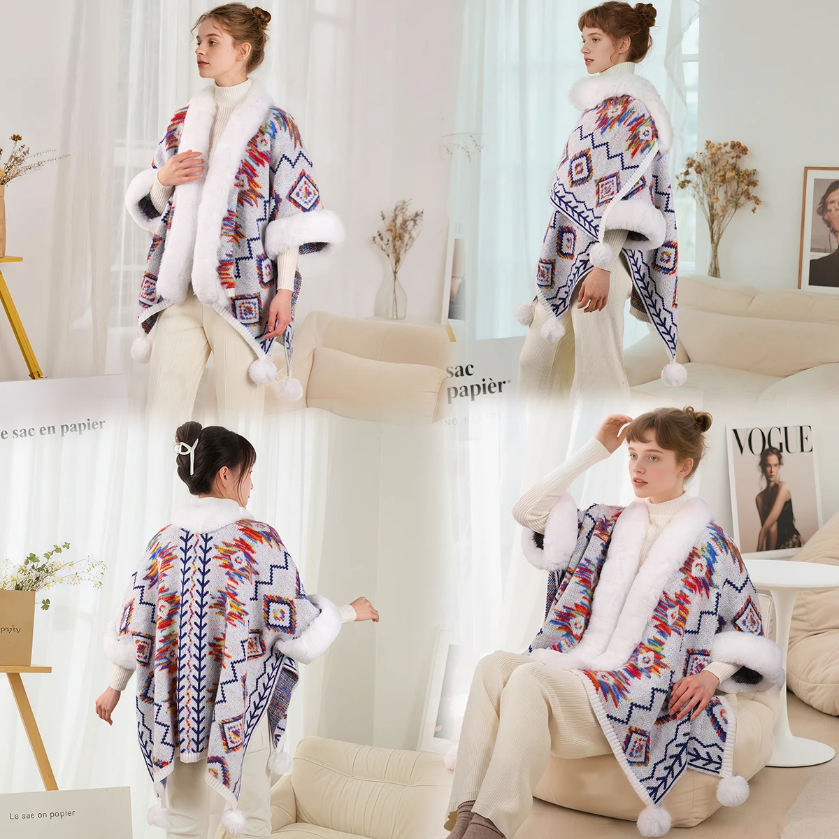 

New autumn and winter ethnic style scarf - versatile fashionable outerwear - knitted jacket shawl - printed women's casual shawl