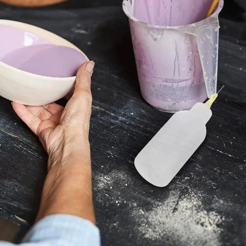 1Set Pottery Glaze Squeeze Bottle with Adjustable Needle Applicator Fine Tip Ceramic Tool for Precise Detailing Underglazing