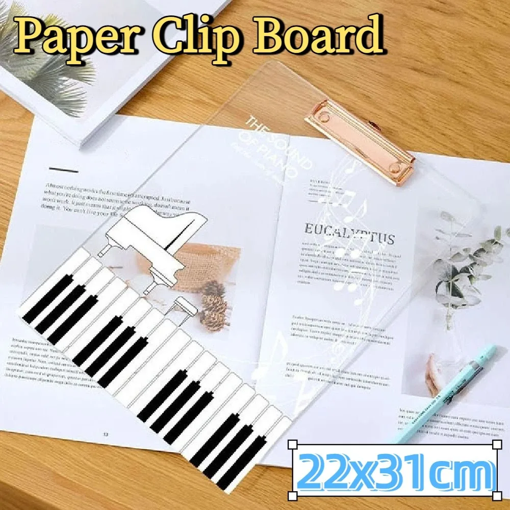 

Music Theme Paper Clip Board Transparent Creative Writing Clipboard Writing Tablet Thickened Document Holder Document Storage