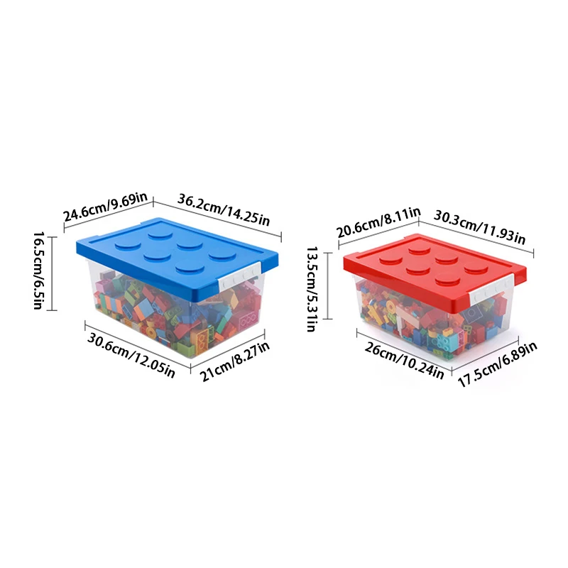 Plastic Transparent Large Particle Building Blocks Storage Box with Lid Sorting &Organising Children\'s Toy Assembly Storage Bin
