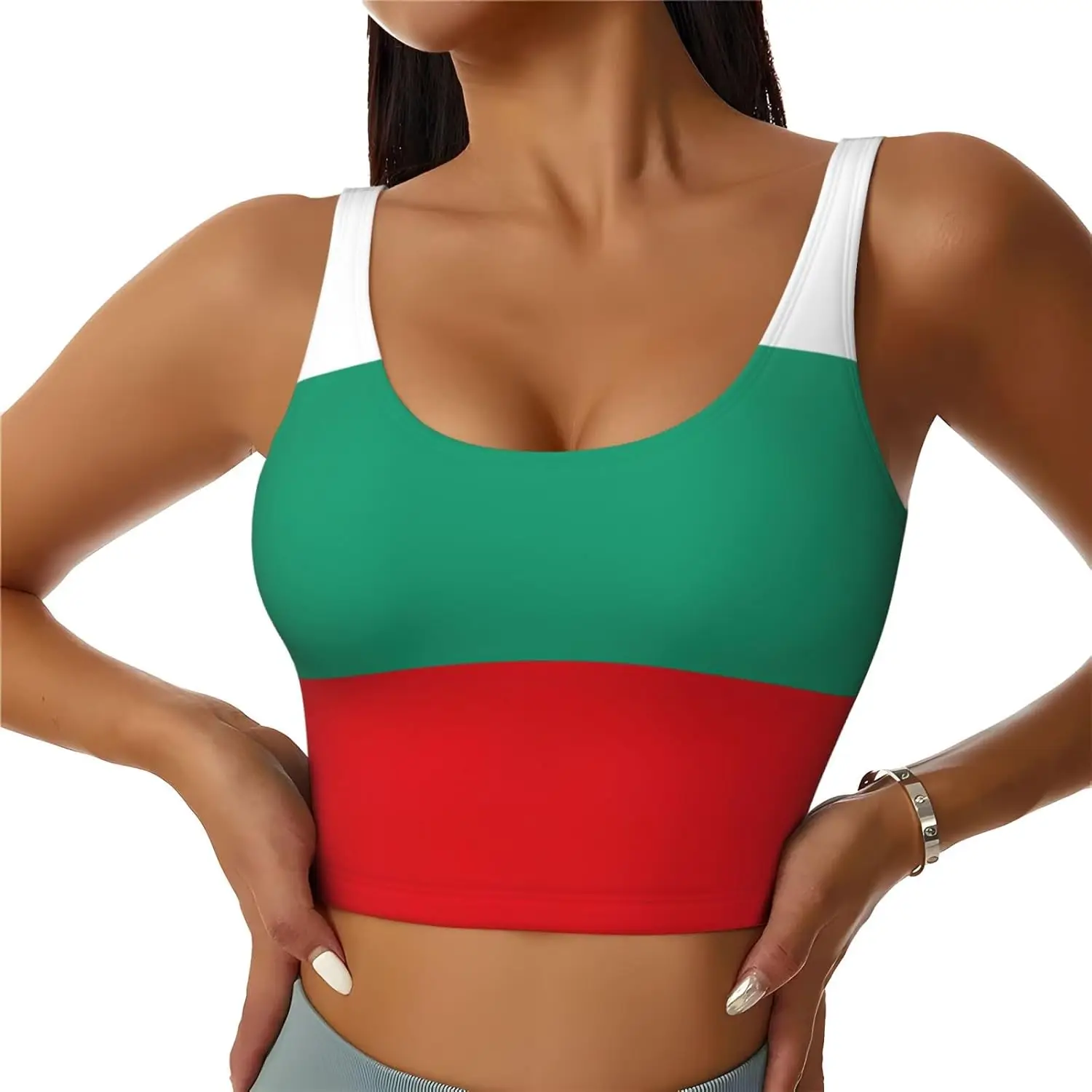

Женский спортивный бюстгальтер с принтом флага, компрессионный, влагоотводящий, высокоударный спортивный бюстгальтер для женщин или спортивный бег, пеший туризм