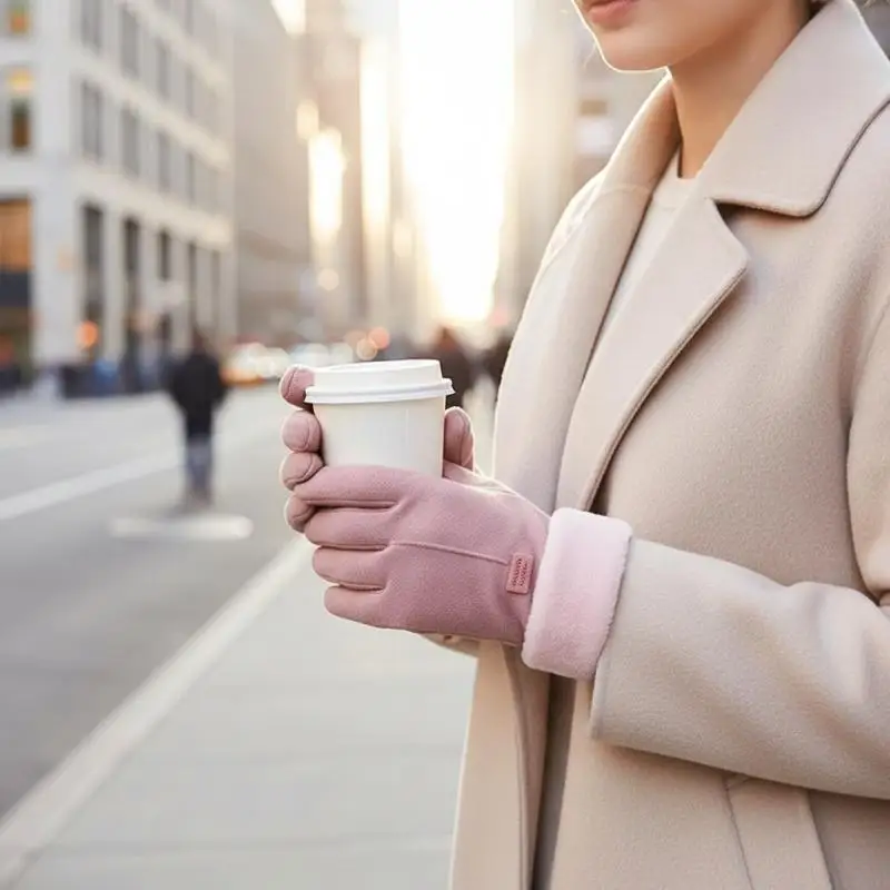 Die warmen Winterhandschuhe für Damen sind winddicht und kältebeständig, haben ein dickes Futter aus Kunstfell und sind als Touchscreen-Handschuhe geeignet. – Detail 6