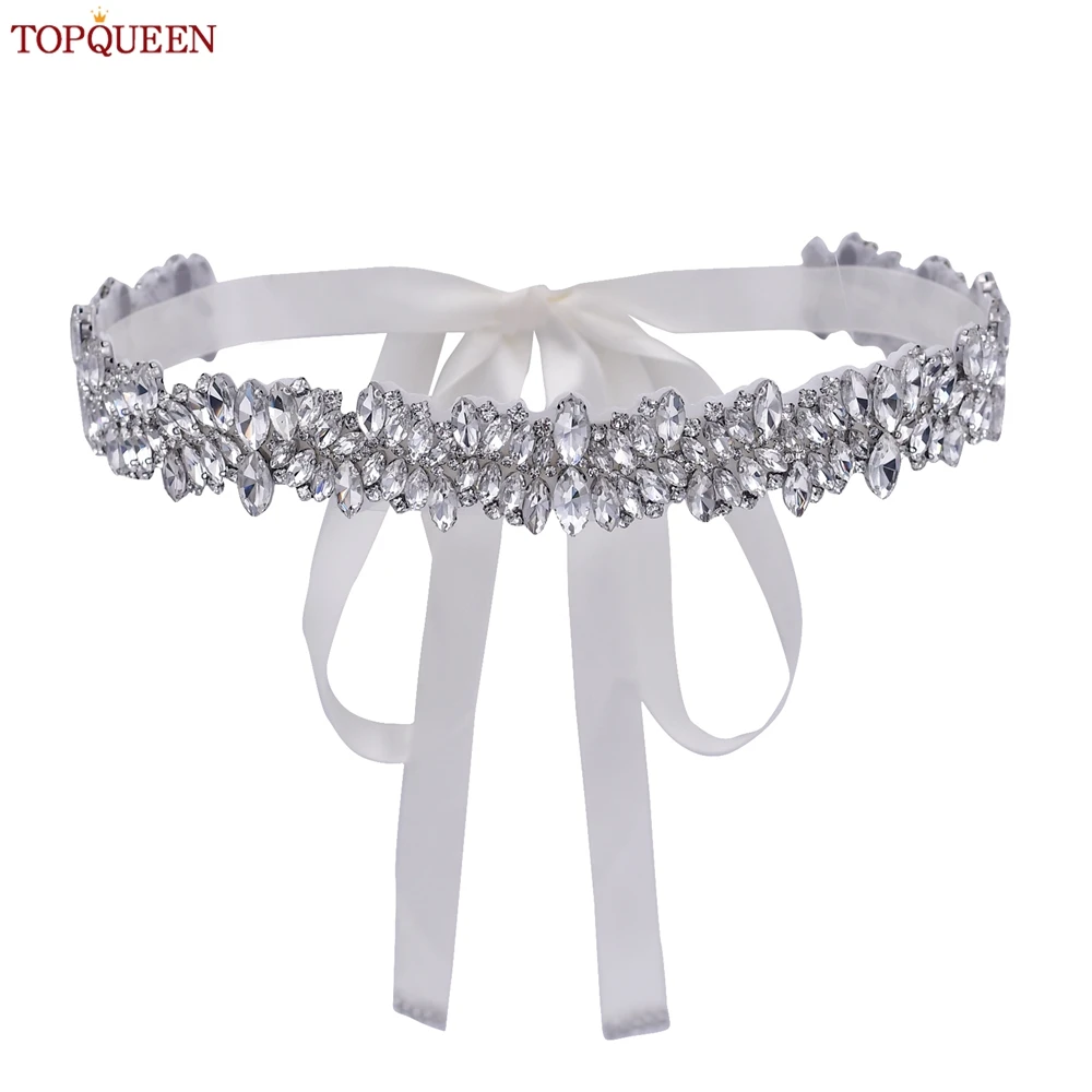 TOPQUEEN S81 Woman Bridal Wedding Decorative Belt for Party Evening Dress Accessories Female Fashion Belts Silver Rhinestones