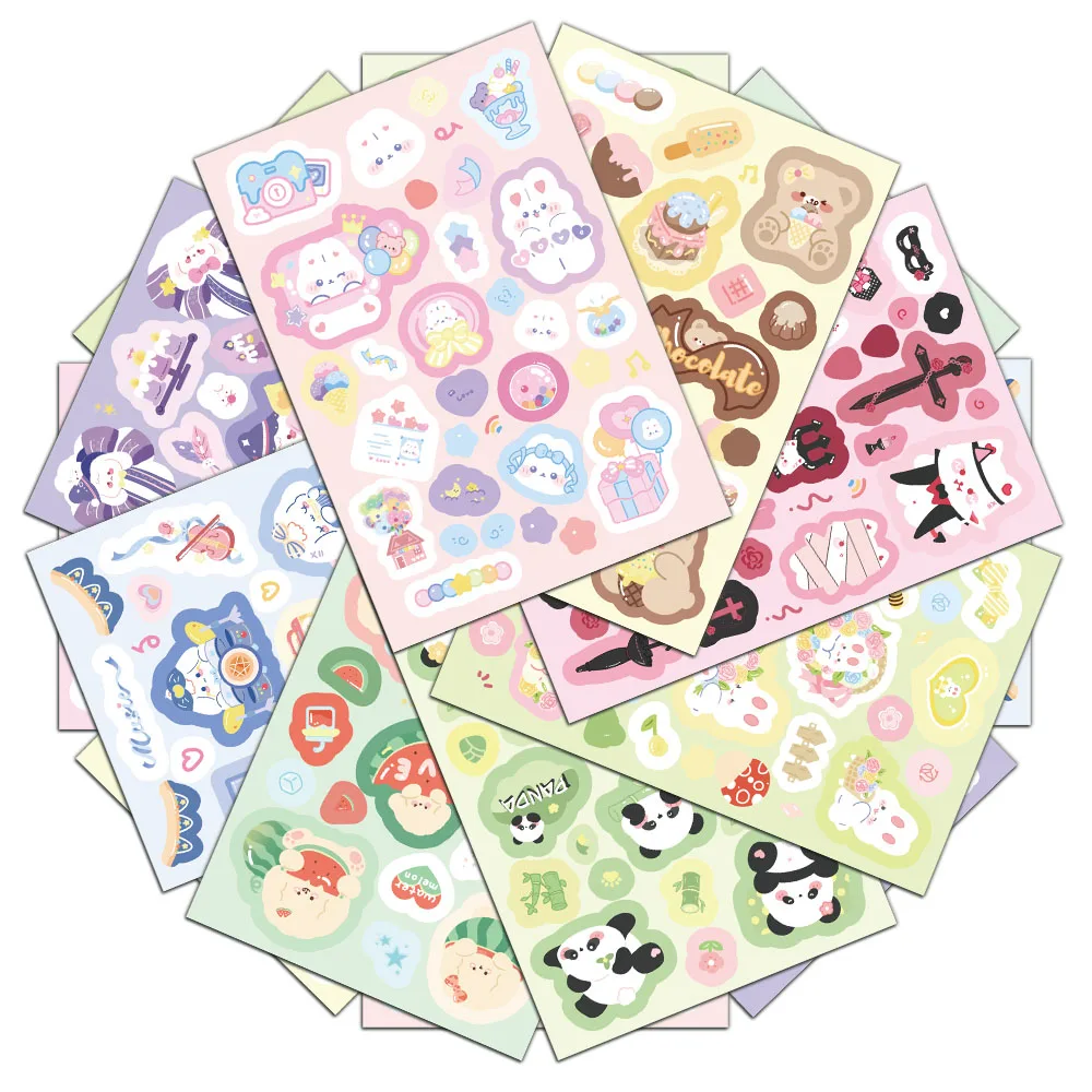 8/PCS Creative Colorful Dream Factory Little Bear Cute Stickers Cartoon Hand Account Gooka Material Skateboard Computer Stickers