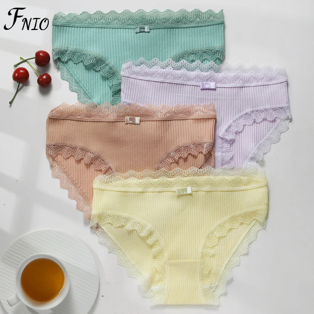 

FNIO 3PCS Cotton Panties Women Comfortable Underwears Sexy Middle-Waisted Underpants Female Lingerie Big Size Ladies Briefs