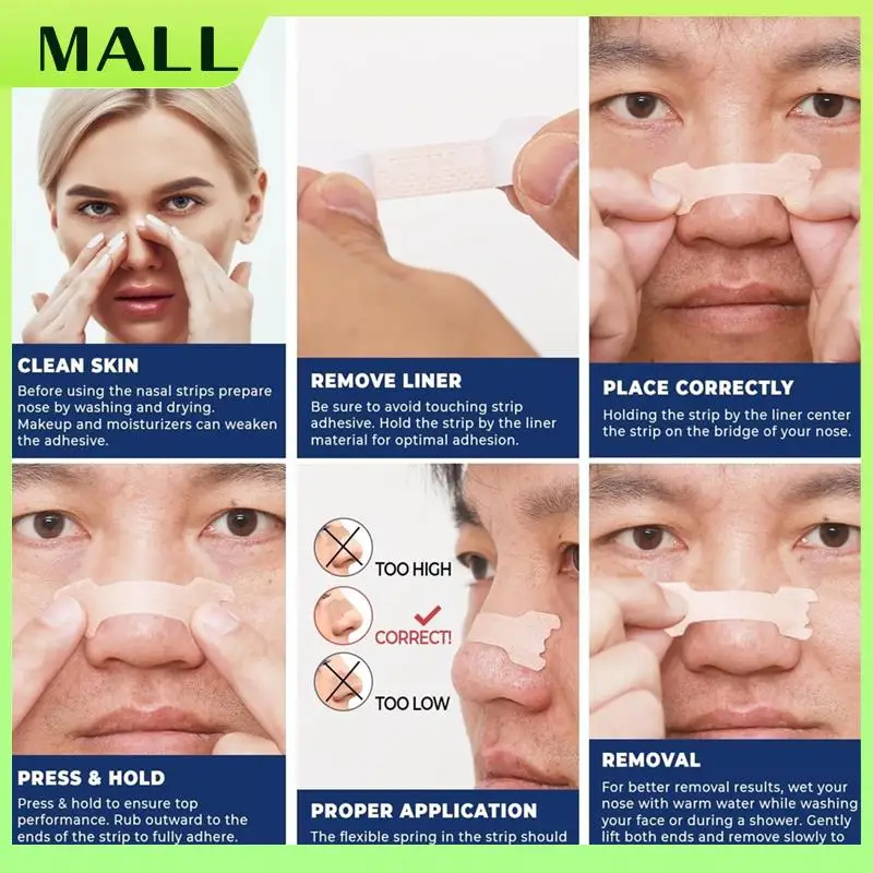 MALL Nasal Strips For Snoring Improved Airflow Relieve Nasal Congestion Extra Strength Anti Snoring Solution 30 Count