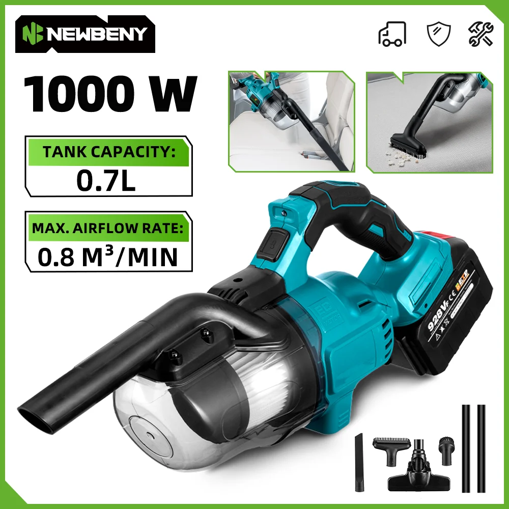NEWBENY Elektrischer Staubsauger, effizient, kabellos, für den Innenbereich, Haushaltsreinigungswerkzeuge für Makita 18–21 V Batterie-Pin