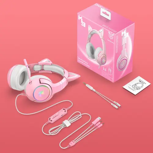 Imagen 2 del producto ONIKUMA K9 auriculares con cable con luz RGB flexible HD micrófono 3,5mm Gaming auriculares de ordenador para PC gamer PS4 Xbox