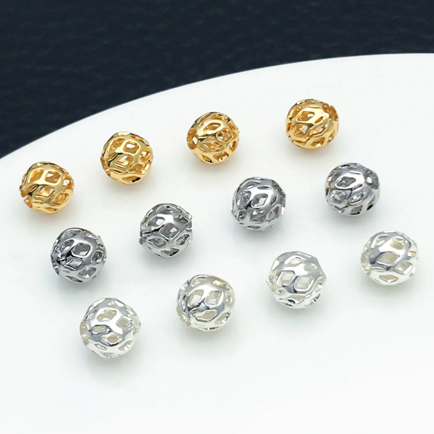 20pcs 4/5/6mm Brass Round Hollow Spacer Beads 18K Gold Plated Separator Beads Bracelet Beads High Quality DIY Jewelry Accessorie image 3