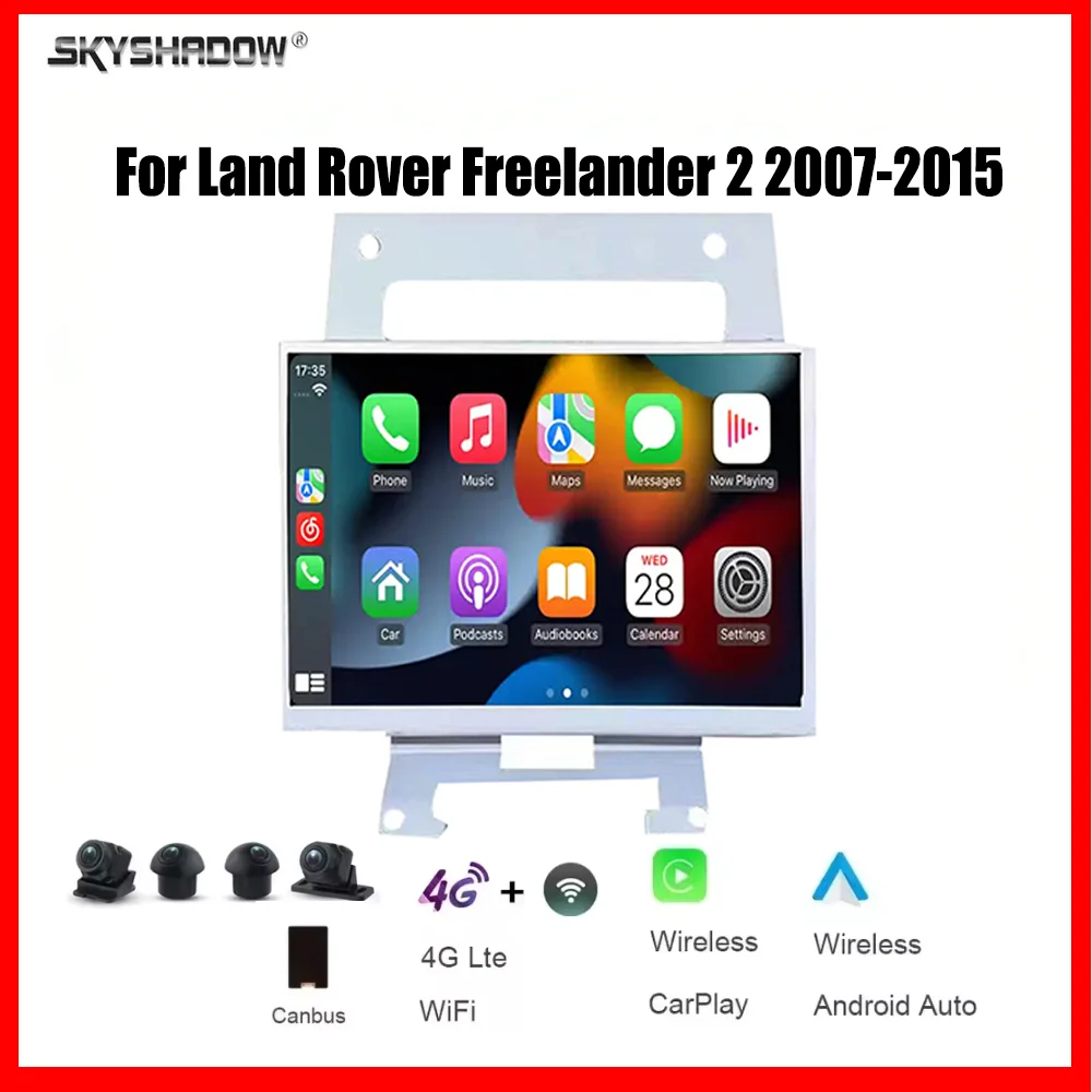 

7-дюймовый мультимедийный проигрыватель CarPlay Android 15 12G+256G с 4G, Bluetooth, GPS-навигацией и автомобильной радиостанцией для Land Rover Freelander 2 2007-2015 годов