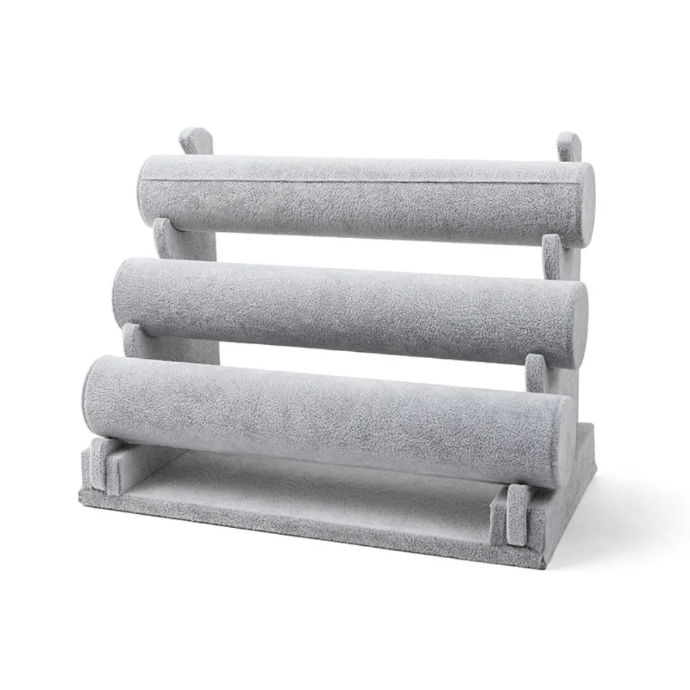 حامل مجوهرات مخملي مكون من 3 طبقات متعدد الوظائف لتوفير المساحة وحامل عرض الإسورة منظم مجوهرات ذو سعة كبيرة