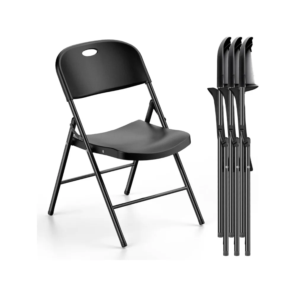 

650 Weight Limit Heavy Duty Plastic Folding Chair with Reinfoced Steel Frame for Indoor and Outdoor