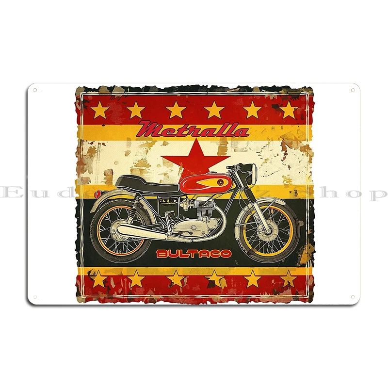 Bultaco Moto Rider Saltando En Acciones Camiseta علامة معدنية حانة الطباعة جدار ديكور حفلة جدار حانة تين تسجيل ملصق #4