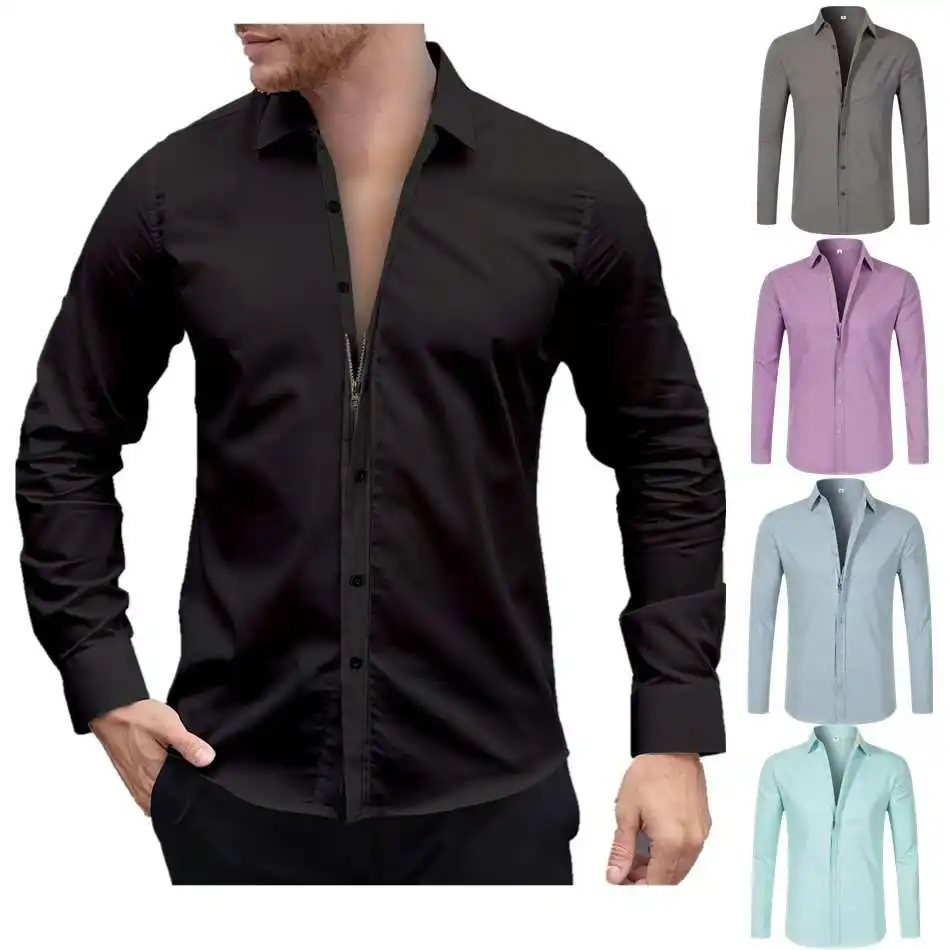 

Slim Fit Zip up Long Sve irt Color adient Polyester Fiber Breathable Youthful Sle Travel Suitable Nine Point Sve