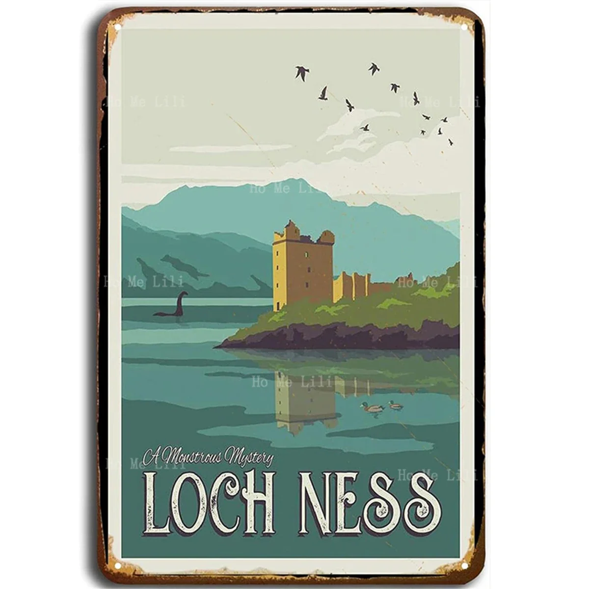 Loch Ness Monster Travel Poster Retro Metal Sign Wall Decor Funny Vintage Plaque For Cafe Bar Restaurant Shop Best Gifts