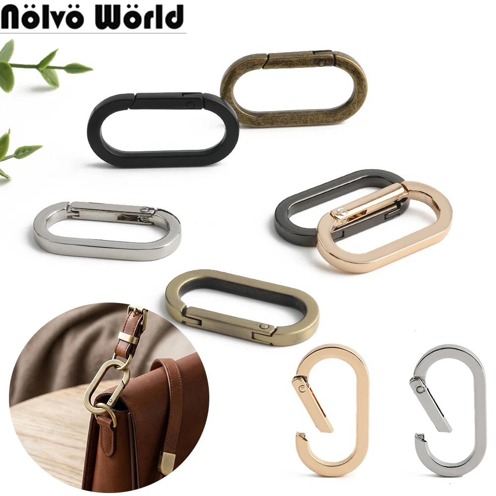 20/40/100PCS 35mm 38mm Flat Oval Snap Carabiner Ring Hook For Camping Equipment Keychain Hanger Clip Trigger Buckle Accessories