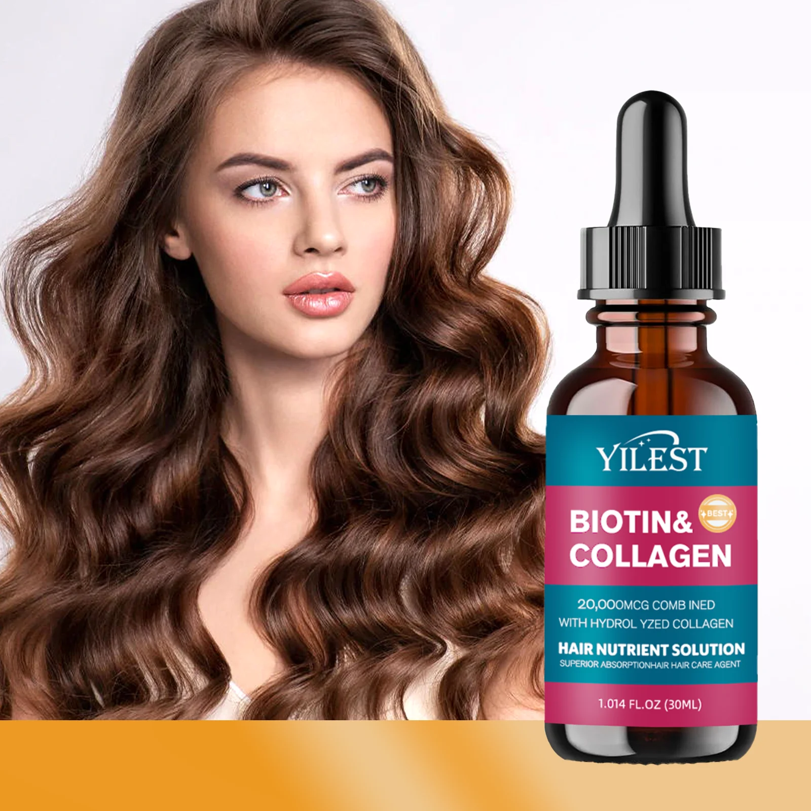 

YILEST Collagen Hair Serum 30ml Revitalize Hair Follicles, Reduce Frizz & Tangles, Long-Lasting Hydration