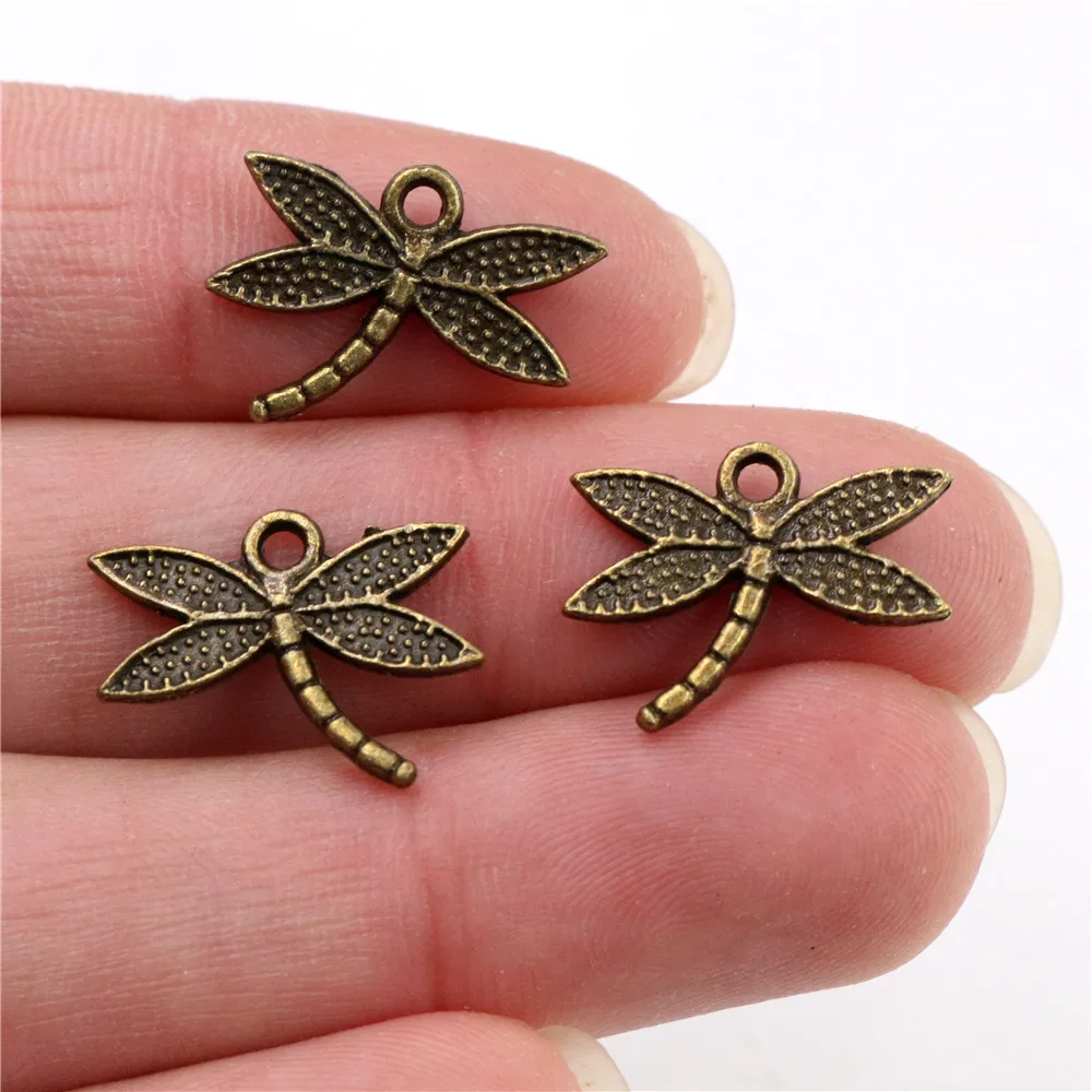 18x14mm 30pcs Antique Silver Plated and Bronze Plated Dragonfly Handmade Charms Pendant:DIY for bracelet necklace