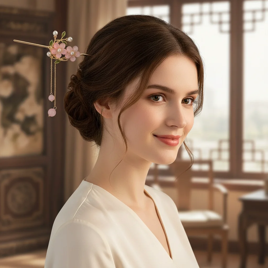 High-end Ancient Style Hair Stick Glowing Flower Tassel Hair Insert Chinese Style Flower Hair Clips Sexy