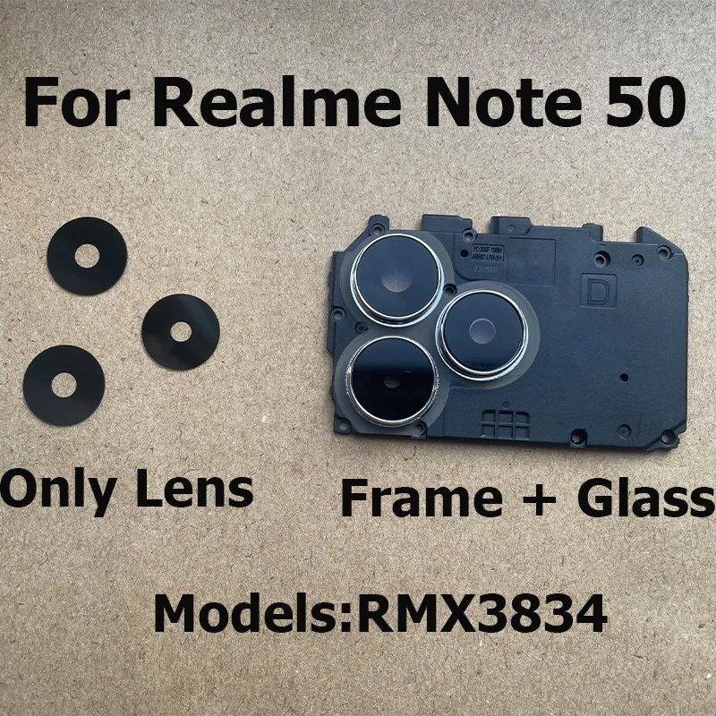 Rear Back Camera Lens Glass For Realme Note 50 Camera Glass Cover With Frame Holder Replacement Parts RMX3834