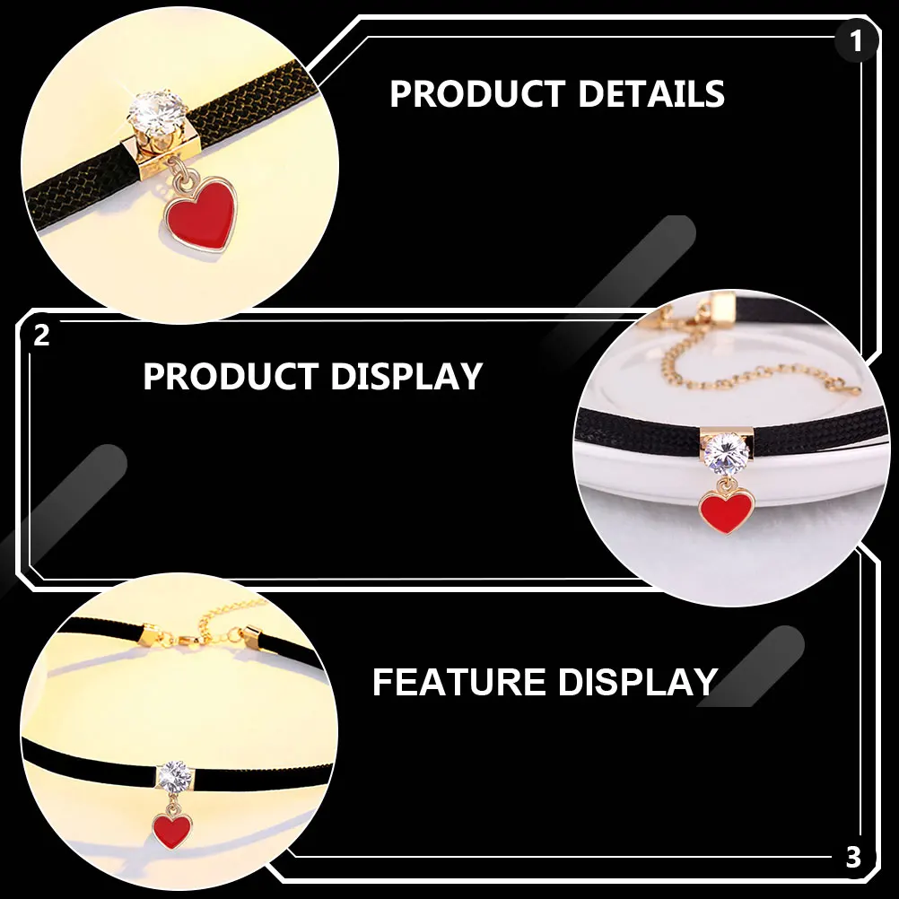 

Women Choker Necklace Heart Pendant Fashion Layering Jewelry Durable Comfortable Gift Choker