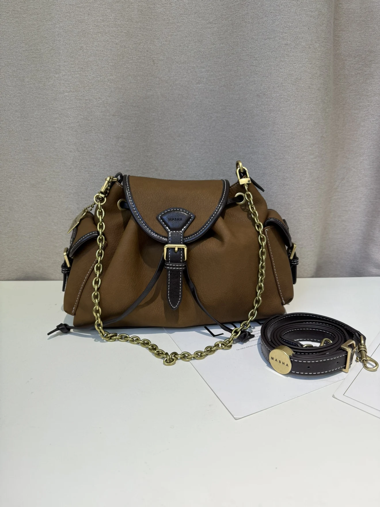 

Складная сумка-мешок Maa в стиле ретро, женская сумка через плечо с цепочкой под мышками, поясная квадратная сумка-мессенджер, зимняя коллекция