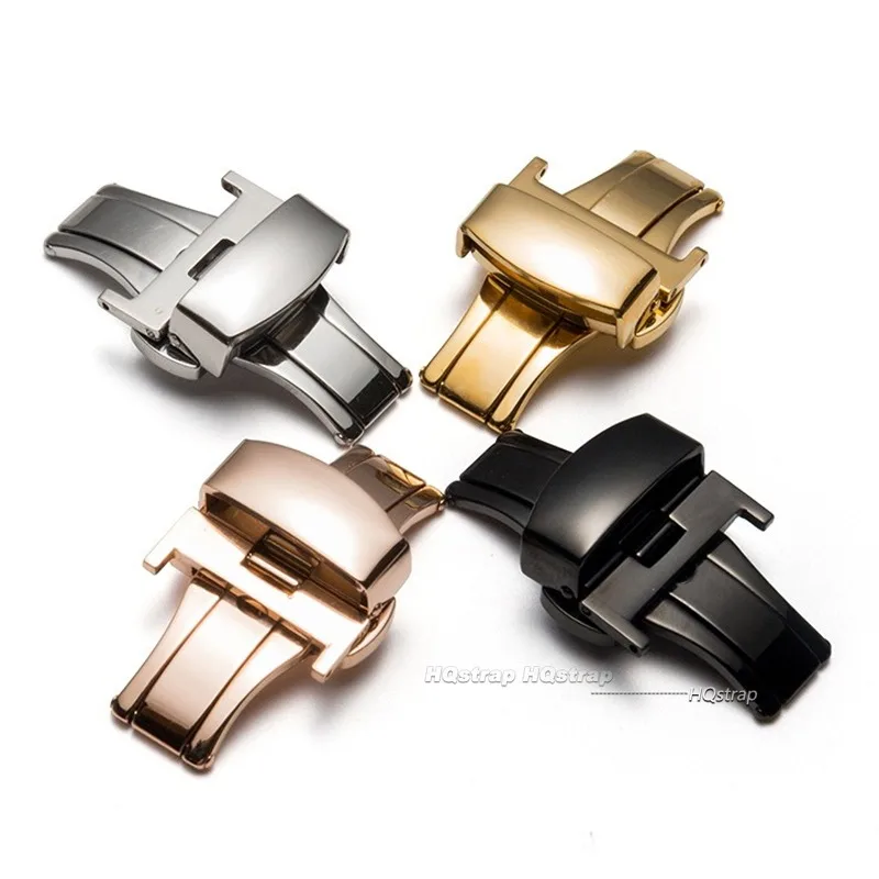 Butterfly Buckle Watchband Button Stainless Steel 18mm 20mm 22mm 10mm 12mm 14mm 16mm Strap Clasp Double Press Folding Buckles