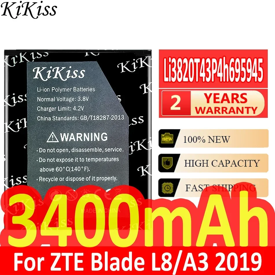 

Аккумулятор KiKiss 3400 мАч Li3820T43P4h 695945 Для ZTE Blade L8/A3 2019