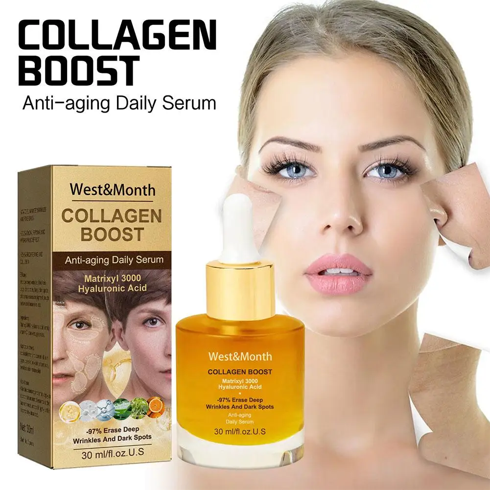 Collagen Face Serum Wrinkle Remover Whitening Moisturizing Care Lines Anti Fade Fine Face Korean Aging Cosmetics Dark Spots V0q2